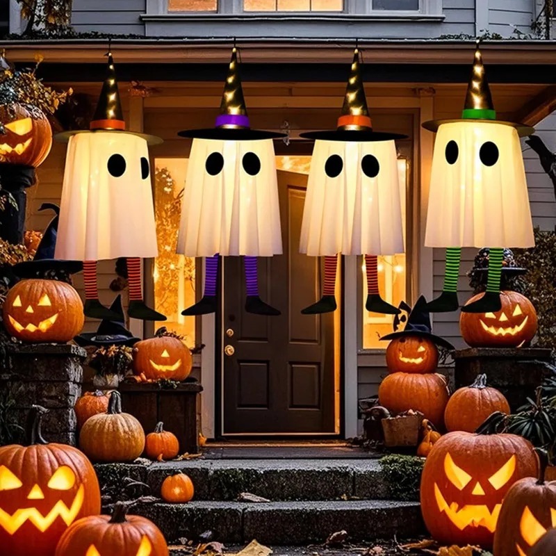 Outdoor Lighting Effects - Décorations fantômes suspendues pour Halloween, lumières