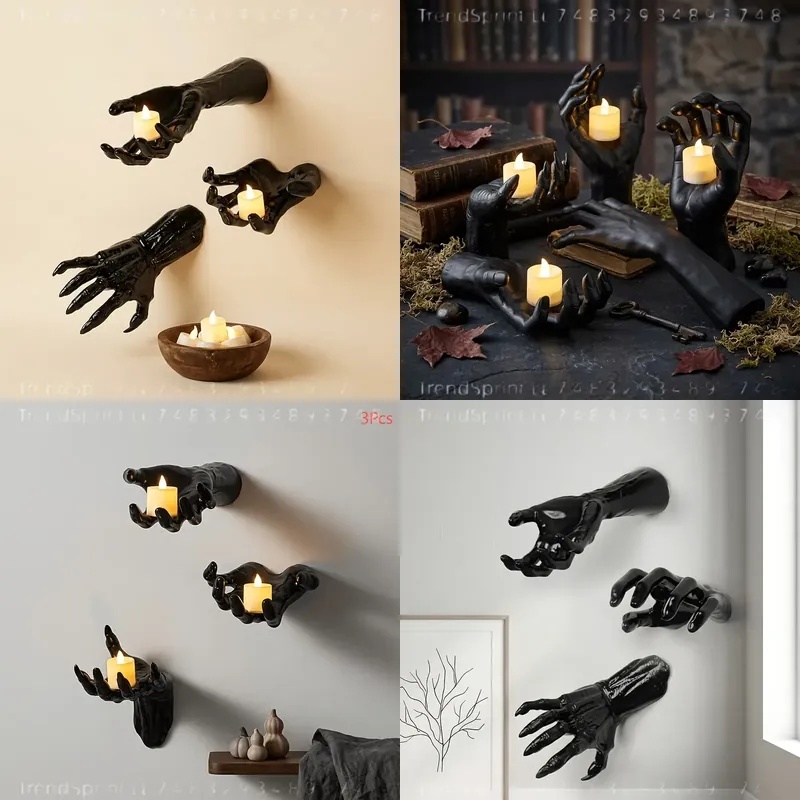 Outdoor Lighting Black - 3 lumières décoratives murales d'Halloween, main