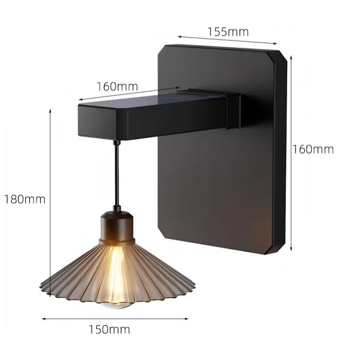 Outdoor Lighting Waterproof - Lampe murale extérieure solaire, lumière rétro,