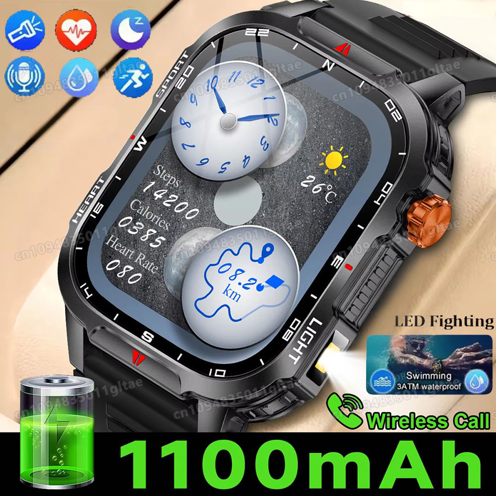 Outdoor Lighting Track - Montre intelligente militaire d'extérieur pour hommes