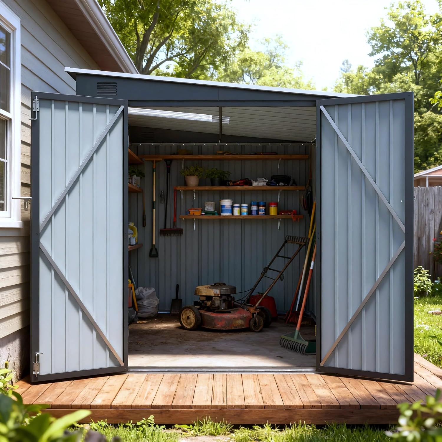 Abri métallique 6x8 FT avec po - Outdoor Lighting Waterproof avis et prix
