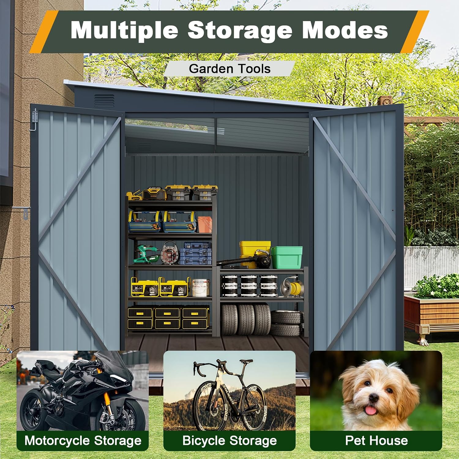 Abri métallique 6x8 FT avec po - Outdoor Lighting Waterproof avis et prix