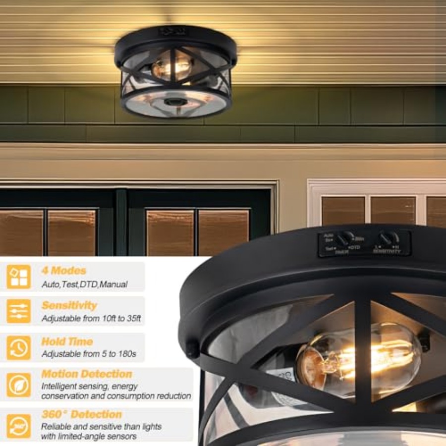 Plafonnier extérieur à détecte - Outdoor Lighting Black avis et prix