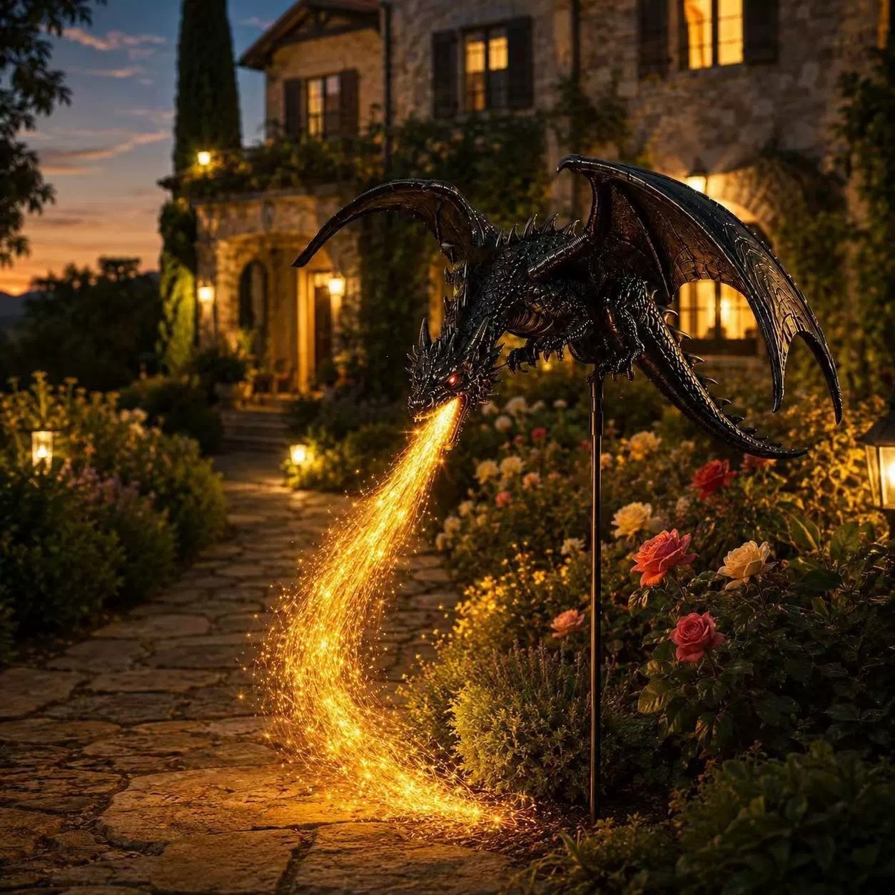 Lampe de jardin solaire en for - Outdoor Lighting Pathway avis et prix